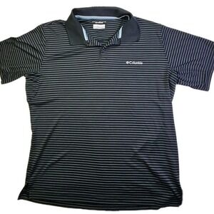 Columbia Mens Omni-Shade Striped Polo Shirt Black Grey XL Short Sleeve